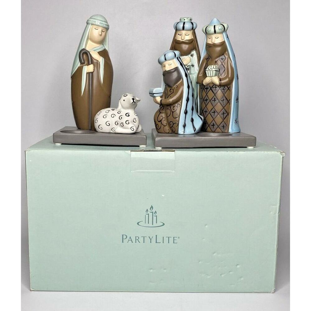 PartyLite Modern Shepherd & Three Kings Tealight Holders Retired NIB P13B/P90852